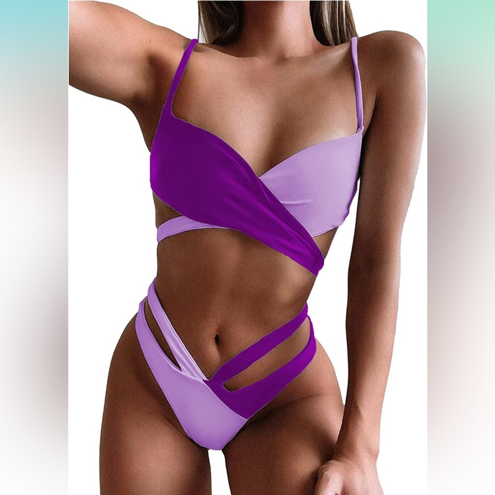 Wrap Colorblock Bikini Set Xs - image 1